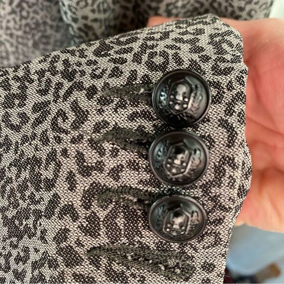 The Kooples Grey Leopard Print Tuxedo Blazer - Picture 12 of 13